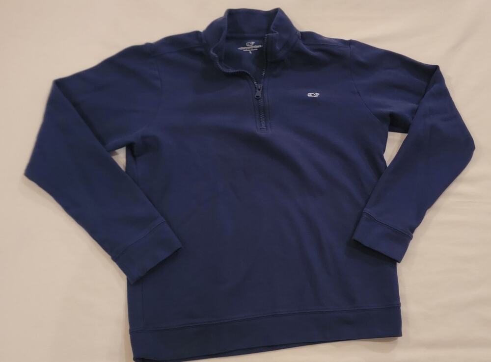 Vineyard Vines Kids L Navy Blue 1/4 Zip Cotton Saltwater Pullover